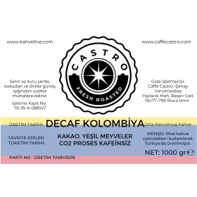Castro DeCaf Kolombiya %100 Arabica (CO2 Process) Kafeinsiz Kahve 1000 Gr. (4x250 Gr)